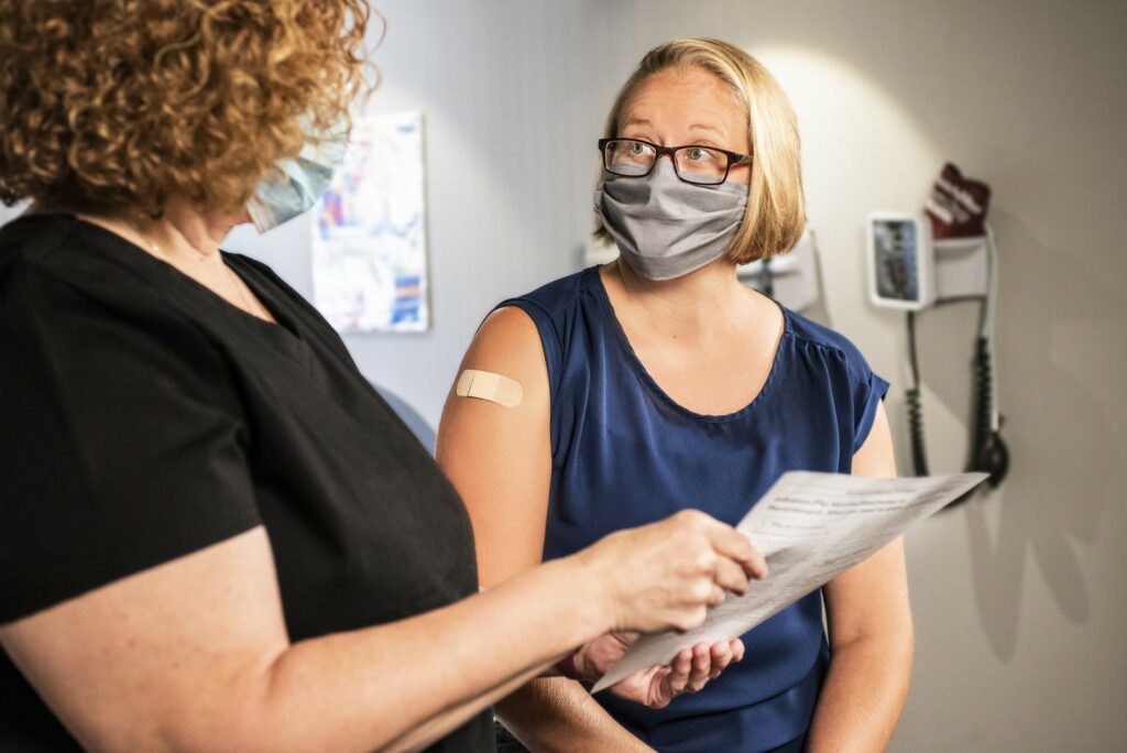 nurse reads information to patient
Photo provided by CDC Public Health Library