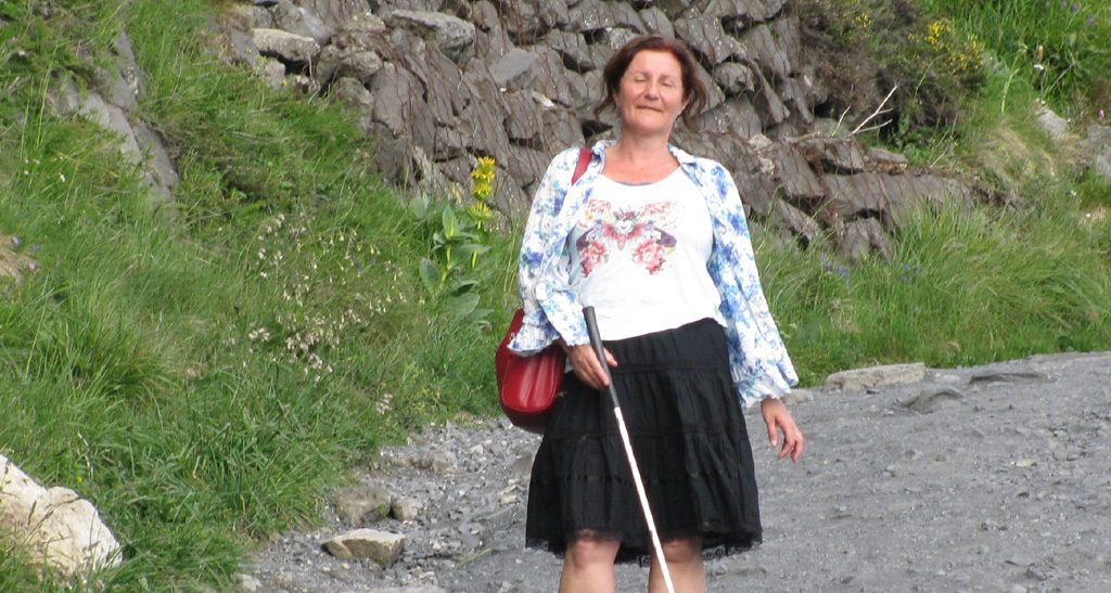 Maribel Stepping Boldly on Puy de Dome. picture by Harry Williamson