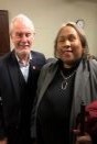 Empish standing with Noel Holston, the author of the book Life After Deaf: 
My Misadventures in Hearing Loss and Recovery 
The photo was taken at the DeKalb County Library in Decatur, GA. 