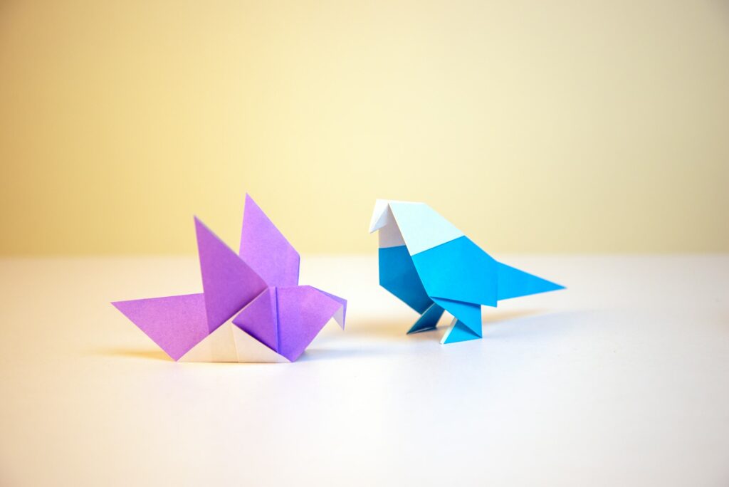 origami of two birds