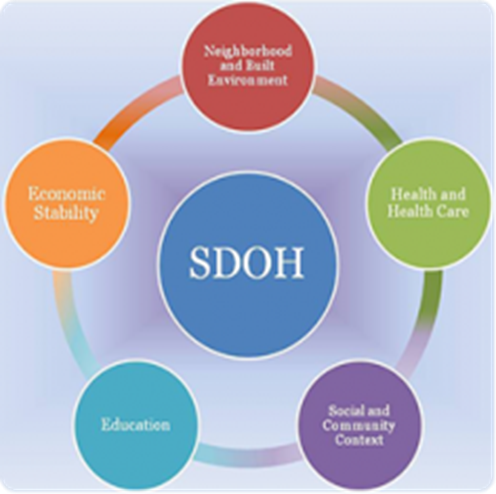 Note: Healthy People 2020 Graph of SDOH Areas. Reprinted from Healthy People 2020, n.d. Retrieved from https://www.healthypeople.gov/2020/topics-objectives/topic/social-determinants-of-health. Copyright 2022. Reprinted with permission.