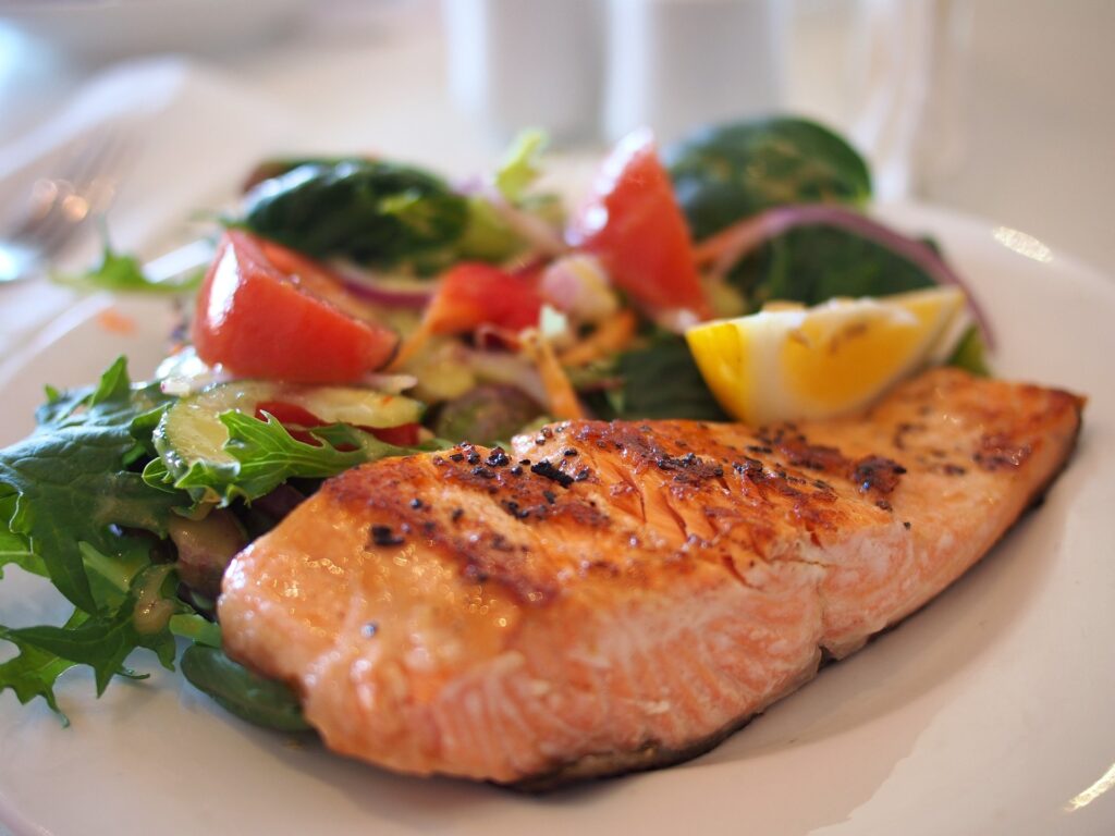 Salad and Salmon Plate